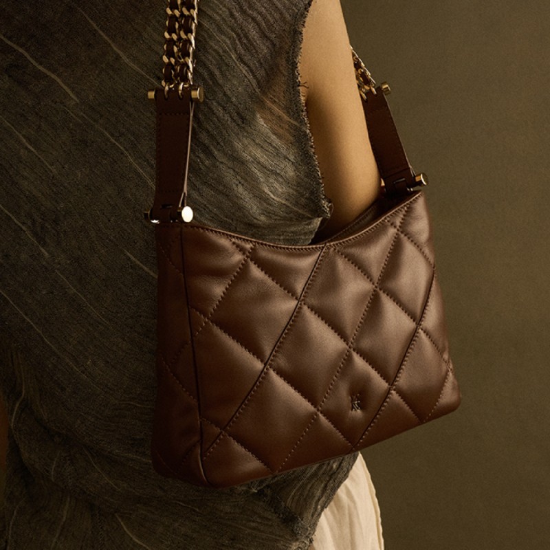 Leather rhombic chain underarm bag with advanced sense underarm bag