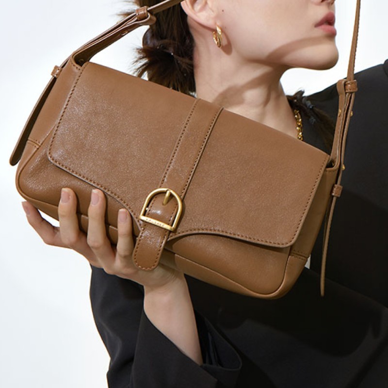 Baguette leather vintage ladies small square bag armpit bag