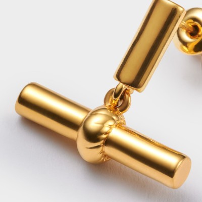 Themis Waterproof Gold T-Bar Earrings