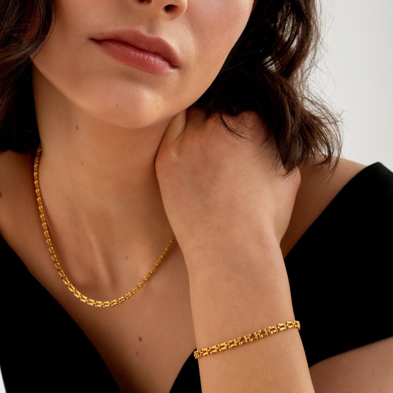 Grecian Waterproof Gold Link Bracelet